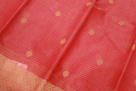 Silk  Cotton Saree  Peach  Colour - Vaishali Silks