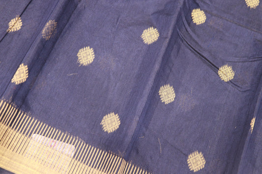 Silk Cotton Saree Blue Colour
