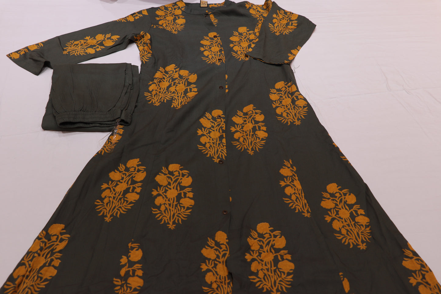 Cotton  Green With Musterd   Set - Vaishali Silks