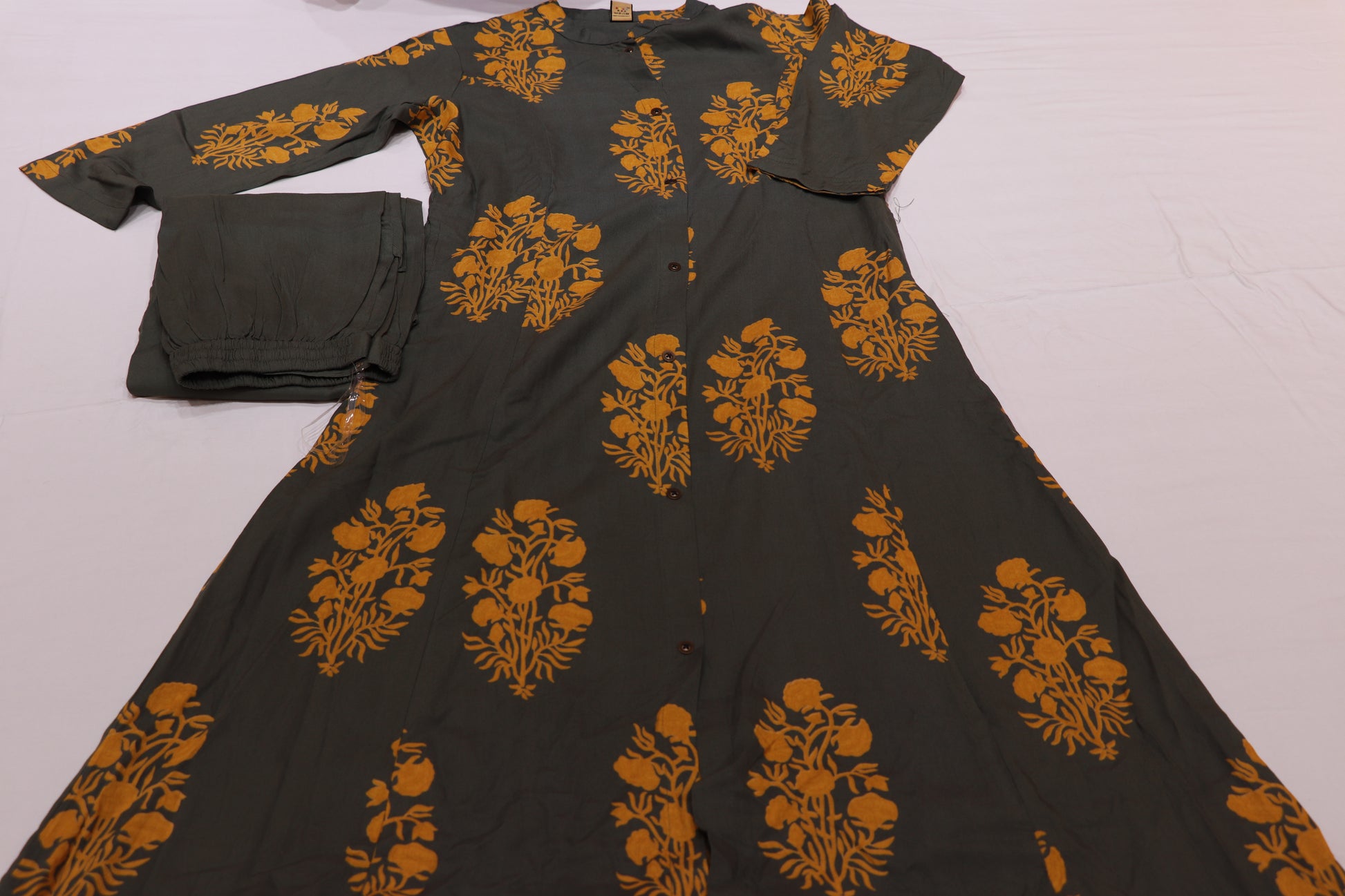 Cotton  Green With Musterd   Set - Vaishali Silks