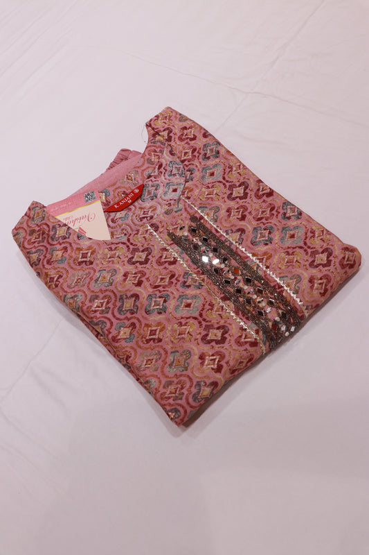 Muslin Cloth  Onion Colour Kurthi  Set