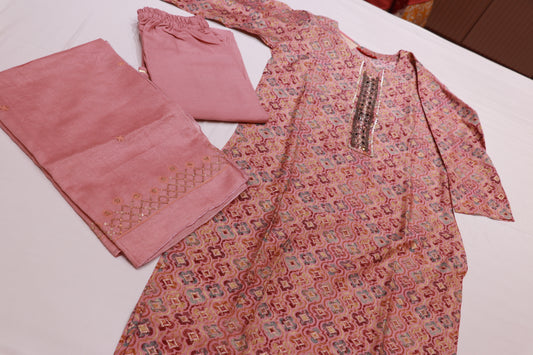Muslin Cloth  Onion Colour Kurthi  Set