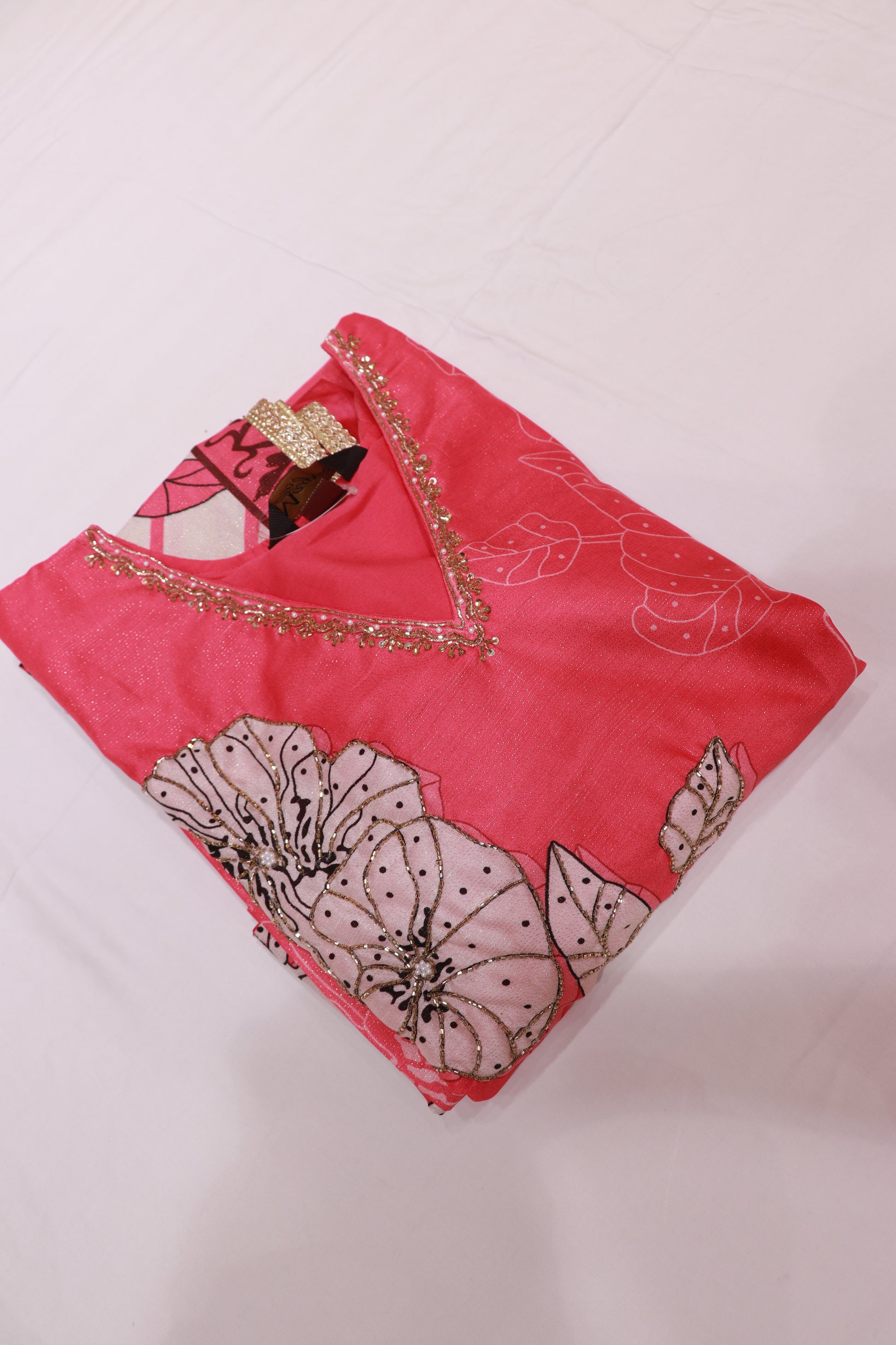 Tissue Pink Colour Kurthi Set - Vaishali Silks