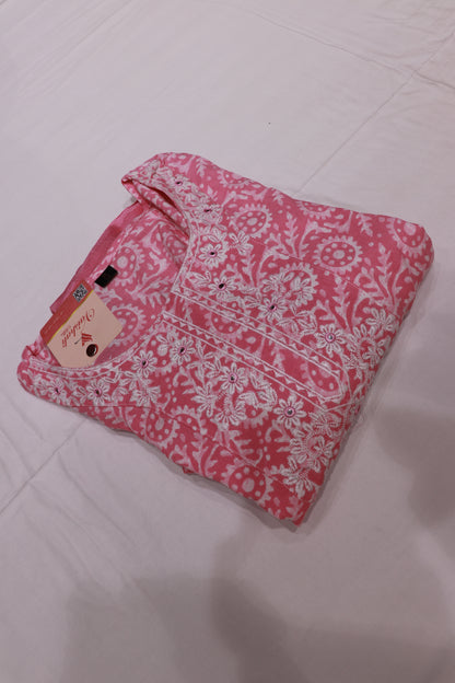 Cottton pink Colour  Kurthi  Set