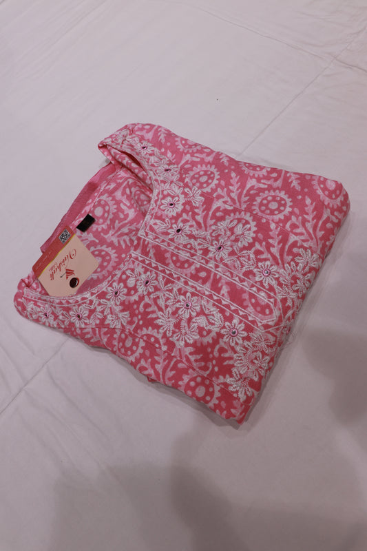 Cottton pink Colour  Kurthi  Set