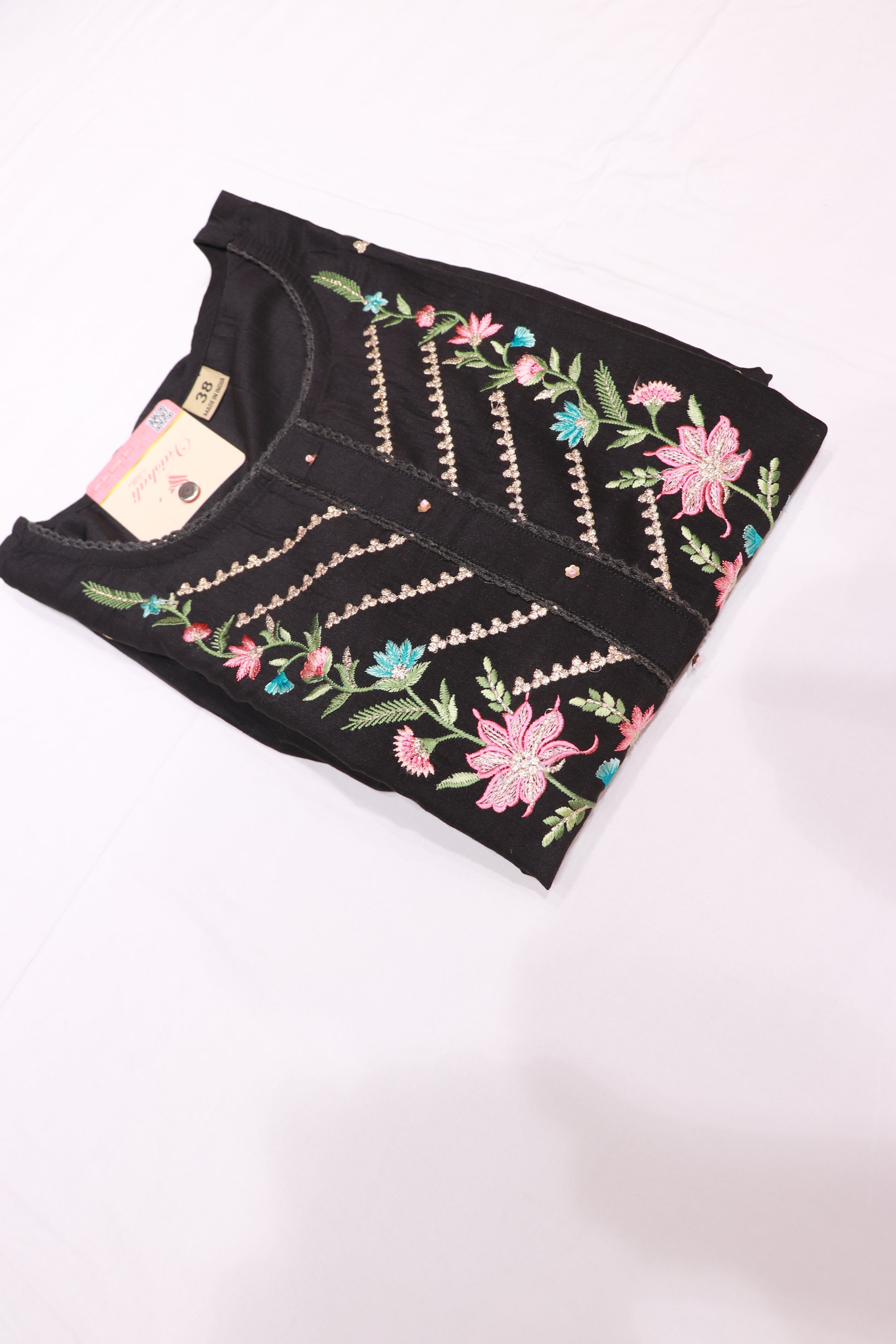 Cotton Black  Colour Kurthi Set - Vaishali Silks