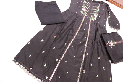 Cotton Black  Colour Kurthi Set - Vaishali Silks