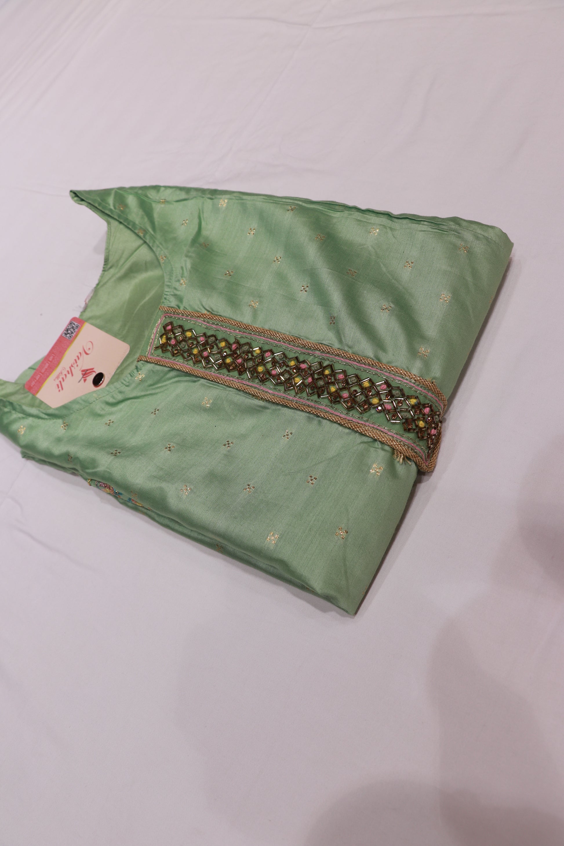 Cotton Green Colour Kurthi Set - Vaishali Silks