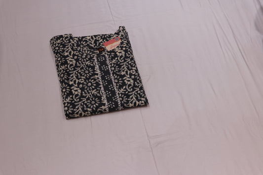 Cotton  Gray  Colour Kurthi  Set