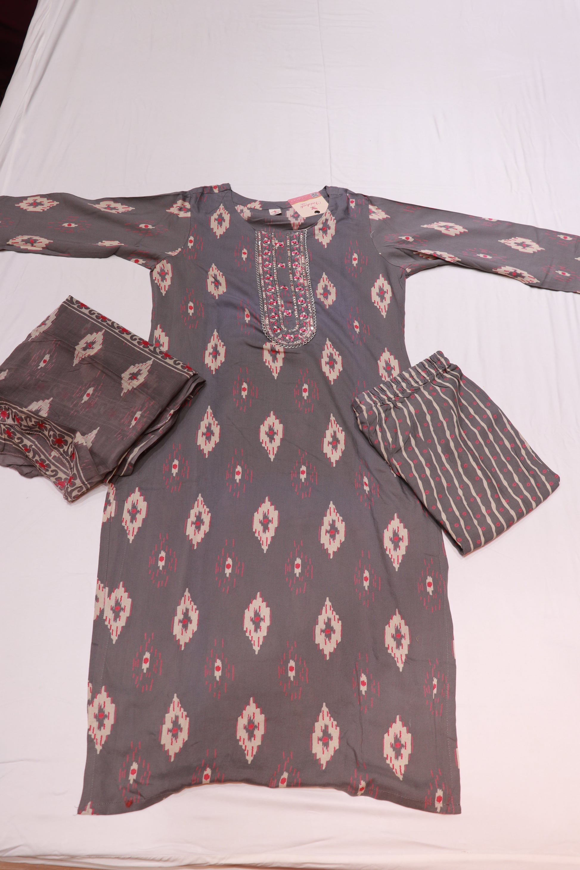 Cotton Gray Colour  Kurthi  Set - Vaishali Silks