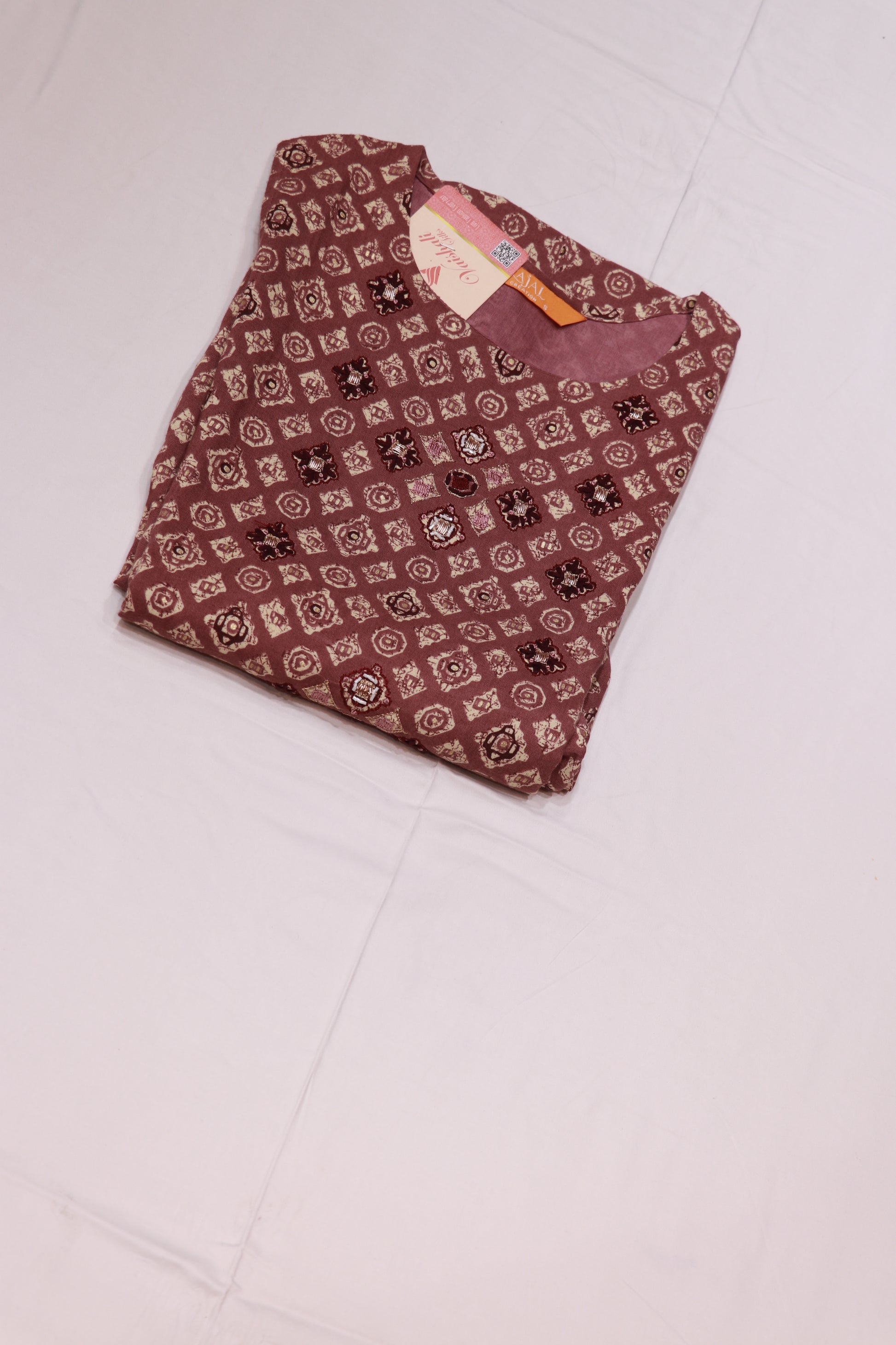 Cotton Mearun Colour  Kurthi Set - Vaishali Silks