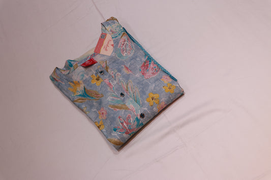 Maslin  Blue  colour  Kurthi Set