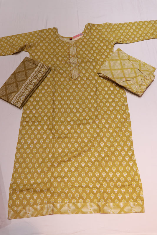 Cotton  Green Colour Kurthi set