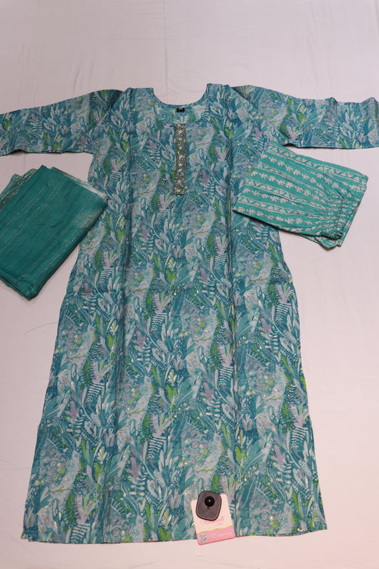 Maslin  Blue  Colour  Kurthi set