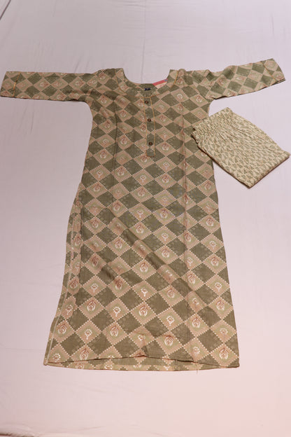 Maslin  Green Colour   Kurthi set