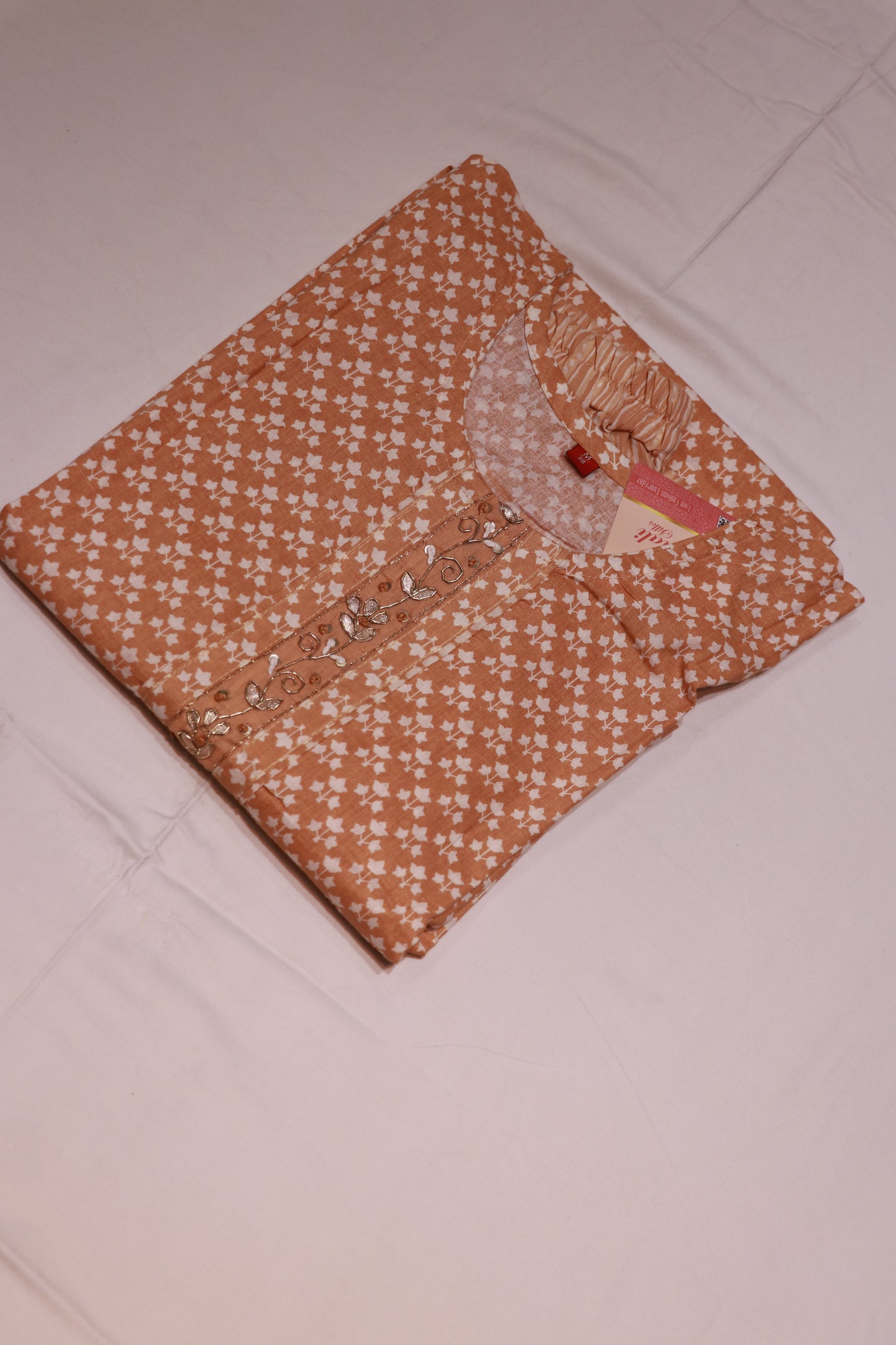 Cotton Light Brown  Colour  Kurthi set - Vaishali Silks