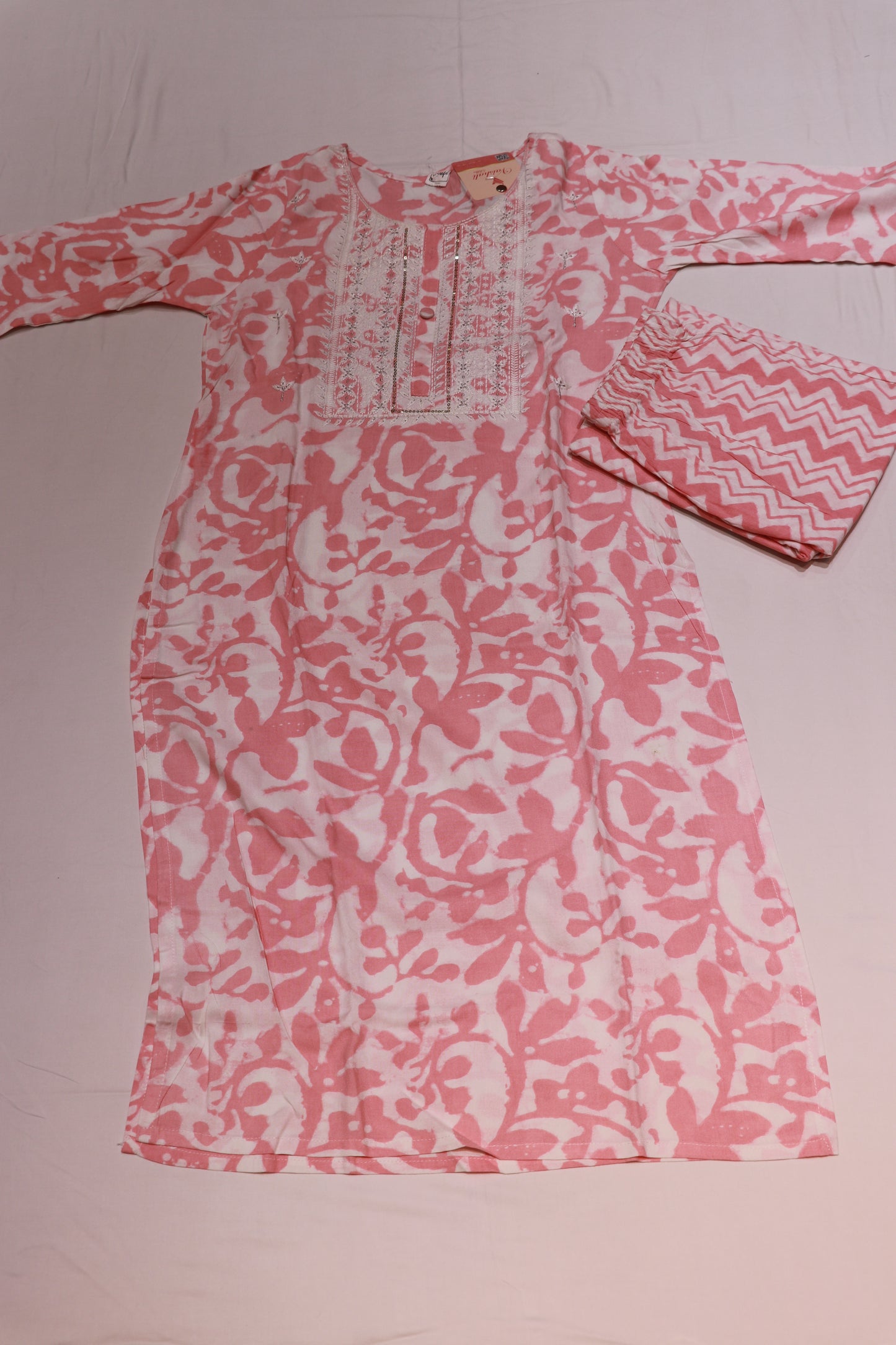 Cotton  Light  PInk  Colour   Kurthi set - Vaishali Silks