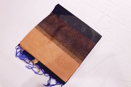 Silk Cotton  Saree Sandal  With  Voilet Colour - Vaishali Silks