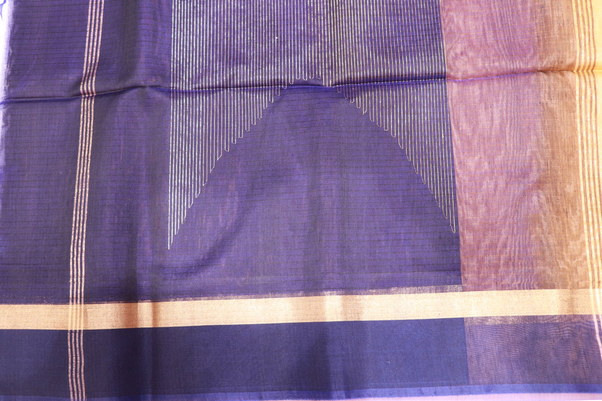 Silk Cotton  Saree Sandal  With  Voilet Colour - Vaishali Silks