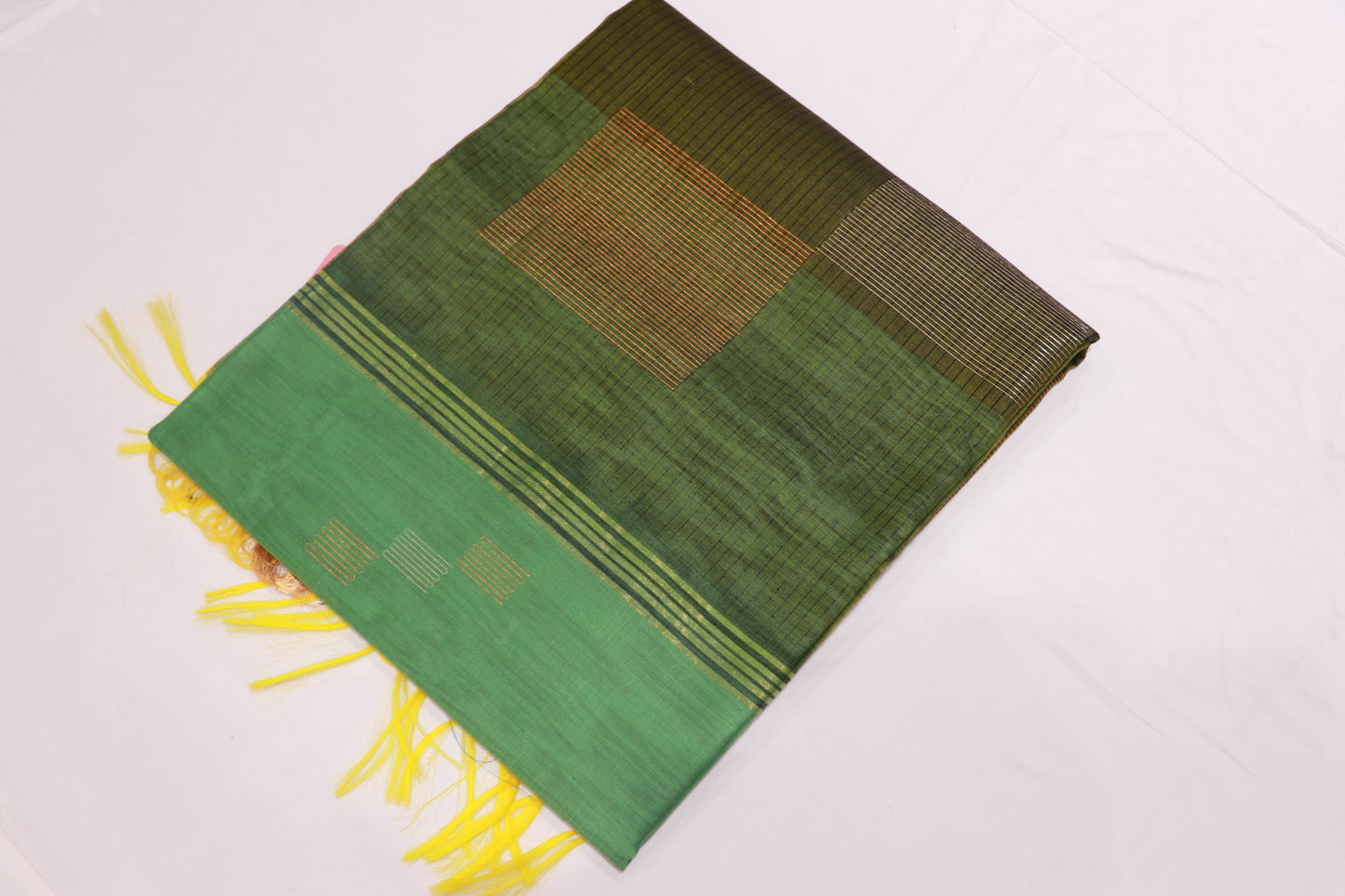 Silk Cotton Saree Green Colour - Vaishali Silks