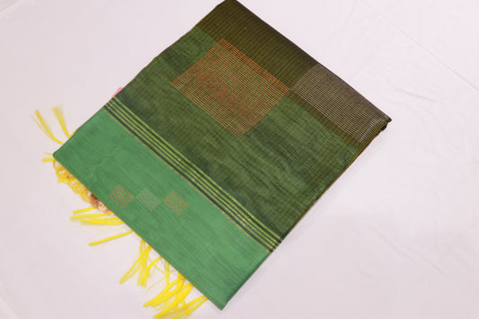 Silk Cotton Saree Green Colour - Vaishali Silks