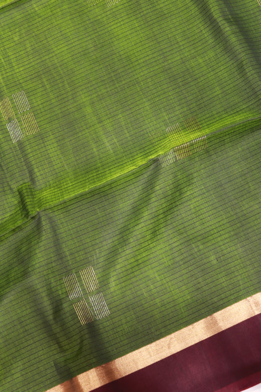 Silk Cotton Saree Green With  Voilet Colour - Vaishali Silks