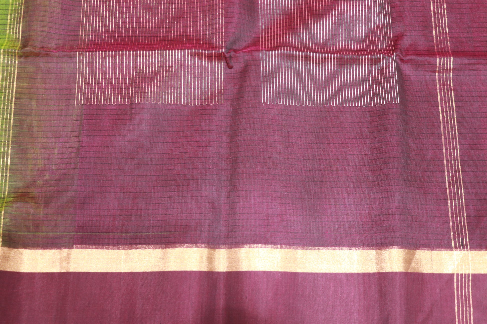 Silk Cotton Saree Green With  Voilet Colour - Vaishali Silks
