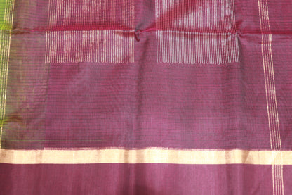 Silk Cotton Saree Green With  Voilet Colour - Vaishali Silks