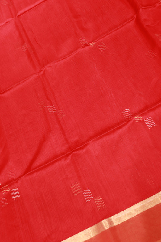 Silk  Cotton  Saree  Red With  Green Colour - Vaishali Silks