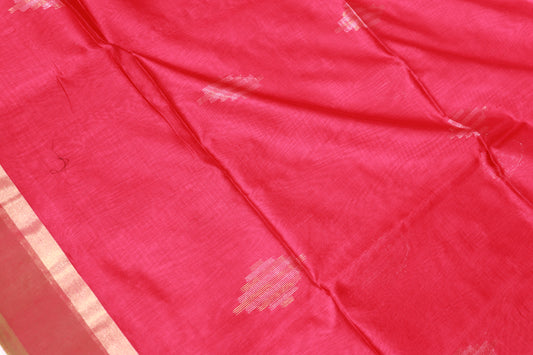 Silk Cotton Saree  Pink With Green Colour