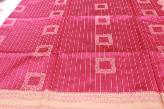 Silk Cotton Saree  Pink Colour