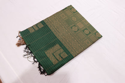 Silk Cotton Saree Green colour