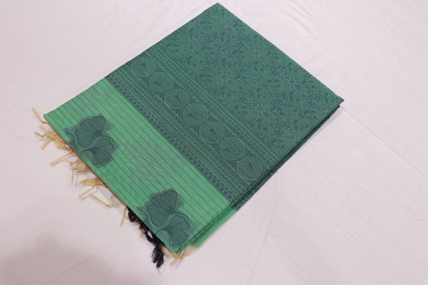 Silk  Cotton saree Green  Colour