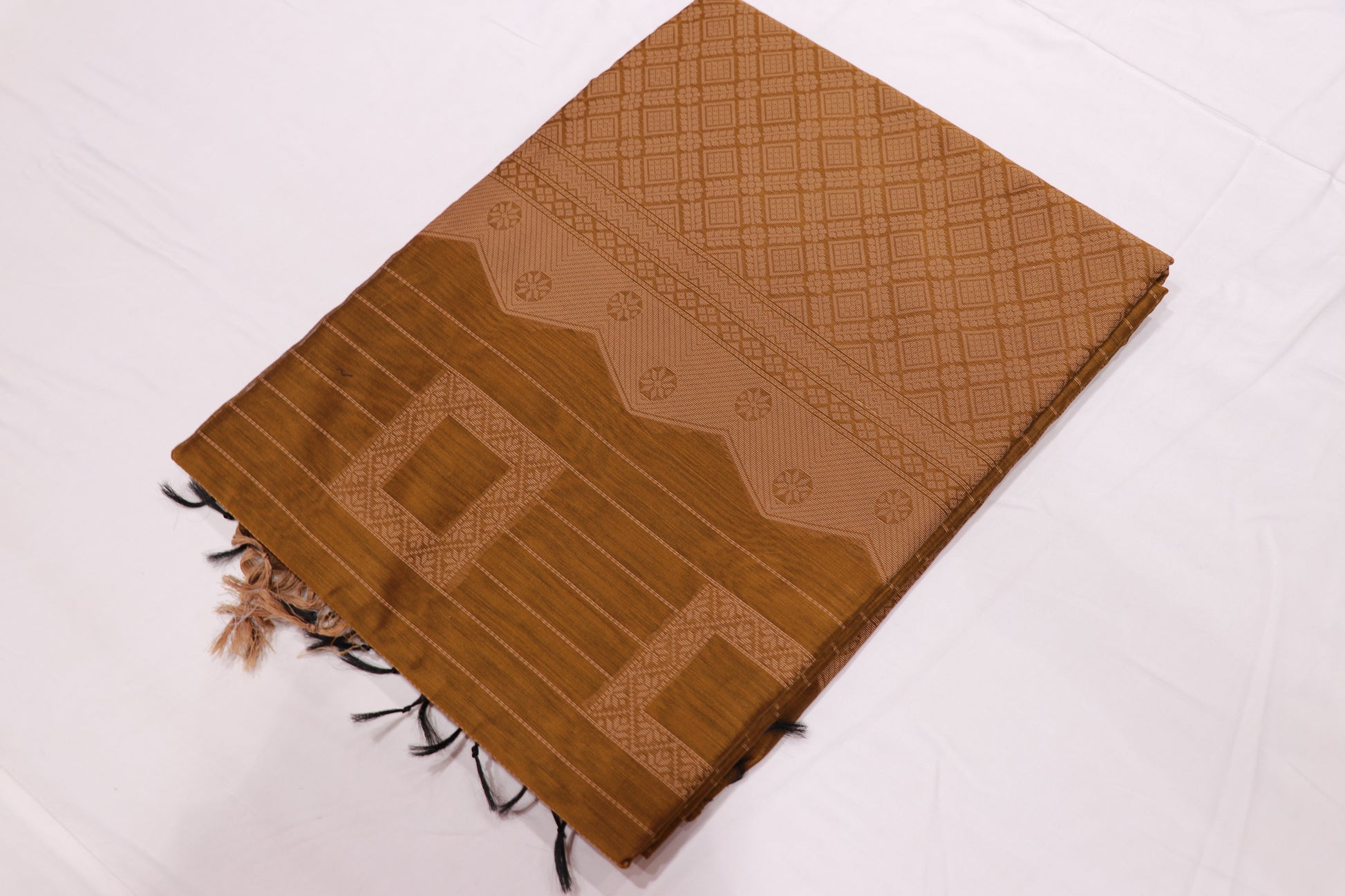 Silk Cotton Saree  Light Brown Colour - Vaishali Silks