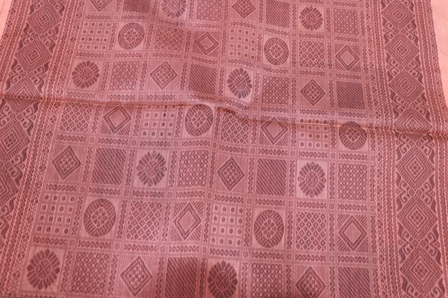 Silk Cotton Saree Light Orang  Colour