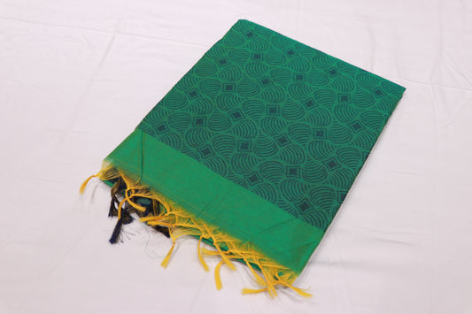 Silk Cotton Saree Green Colour