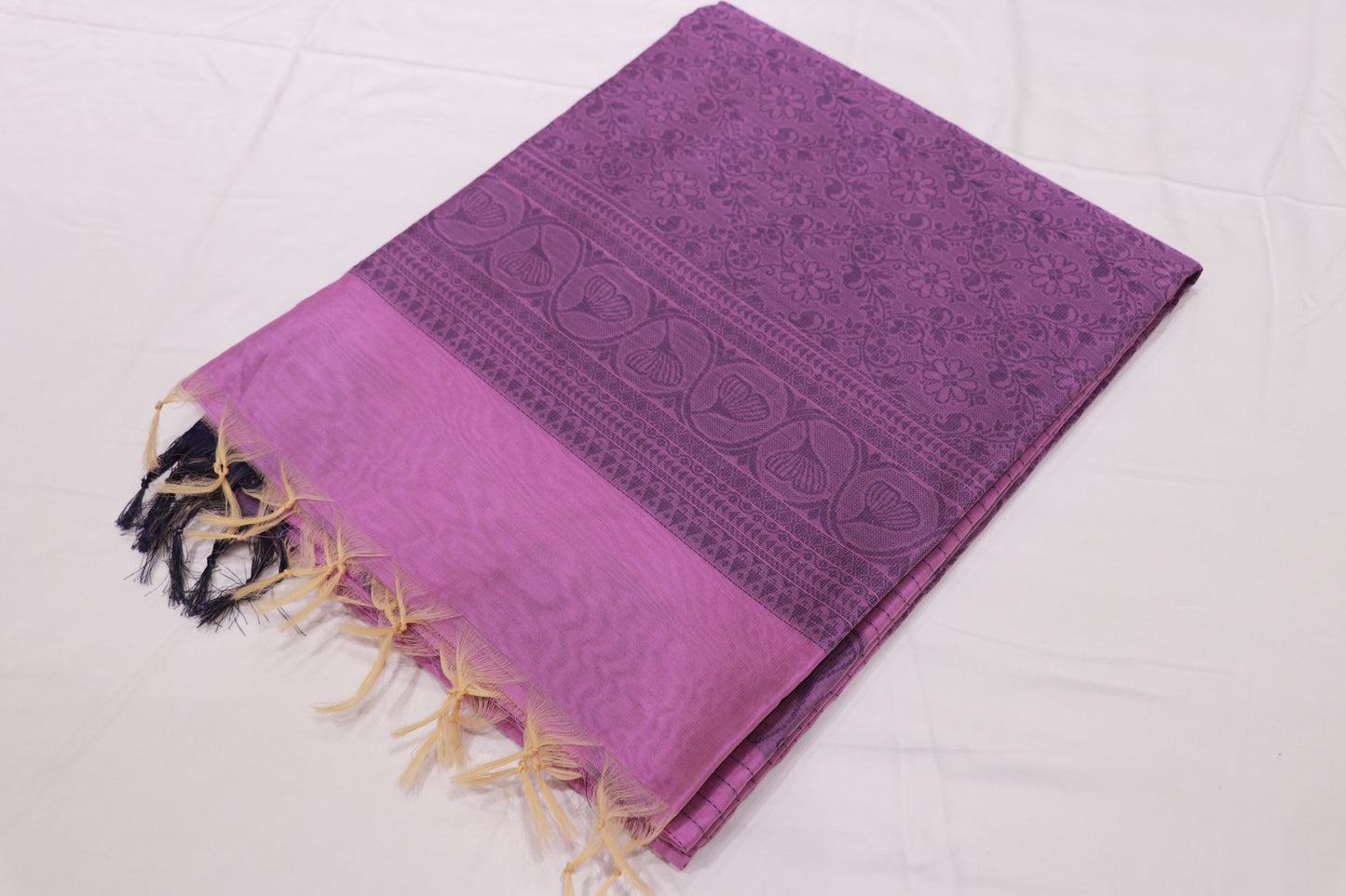 Silk Cotton Saree Violet Colour