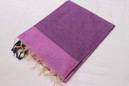 Silk Cotton Saree Violet Colour