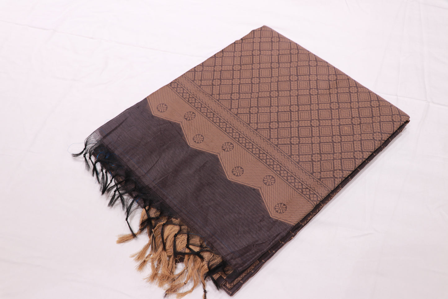 Silk  Cotton Saree Brown  Colour