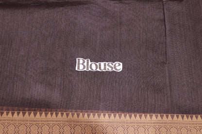 Silk  Cotton Saree Brown  Colour