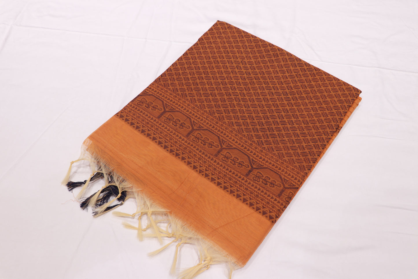 Silk Cotton Saree  Violet With Mustard Colour - Vaishali Silks