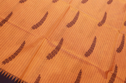 Silk Cotton Saree  Violet With Mustard Colour - Vaishali Silks
