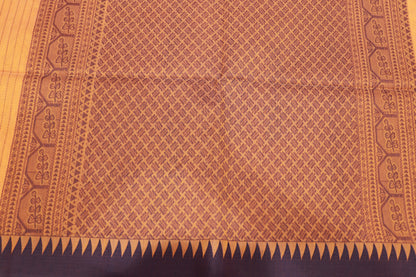 Silk Cotton Saree  Violet With Mustard Colour - Vaishali Silks