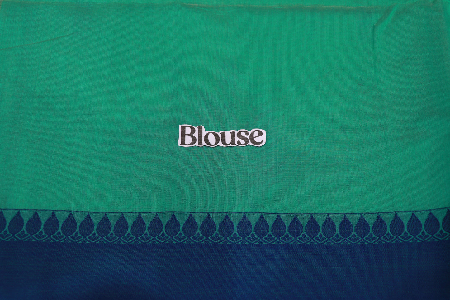 Silk  Cotton  SAree  Green  With Blue Colour