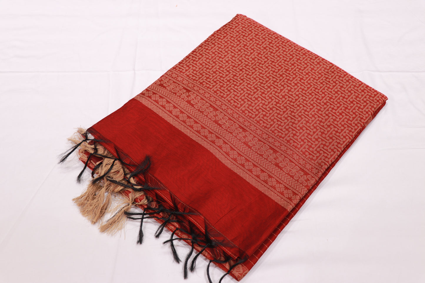 Silk  Cotton Saree Red  Colour
