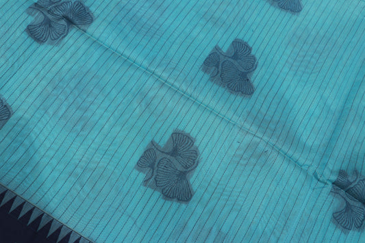 Silk Cotton Saree Sky Blue Colour