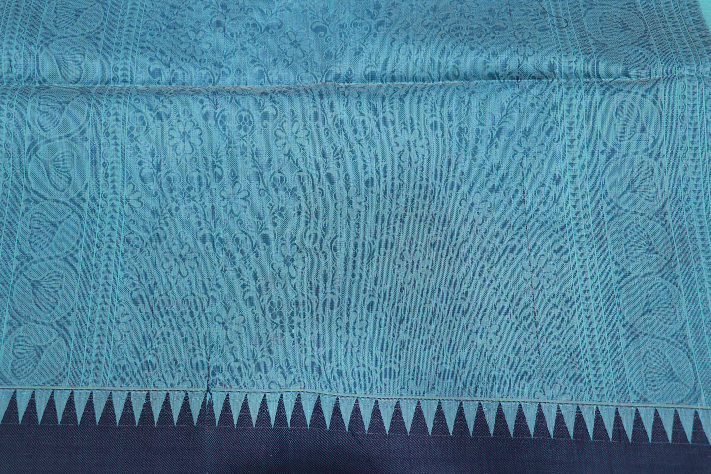 Silk Cotton Saree Sky Blue Colour