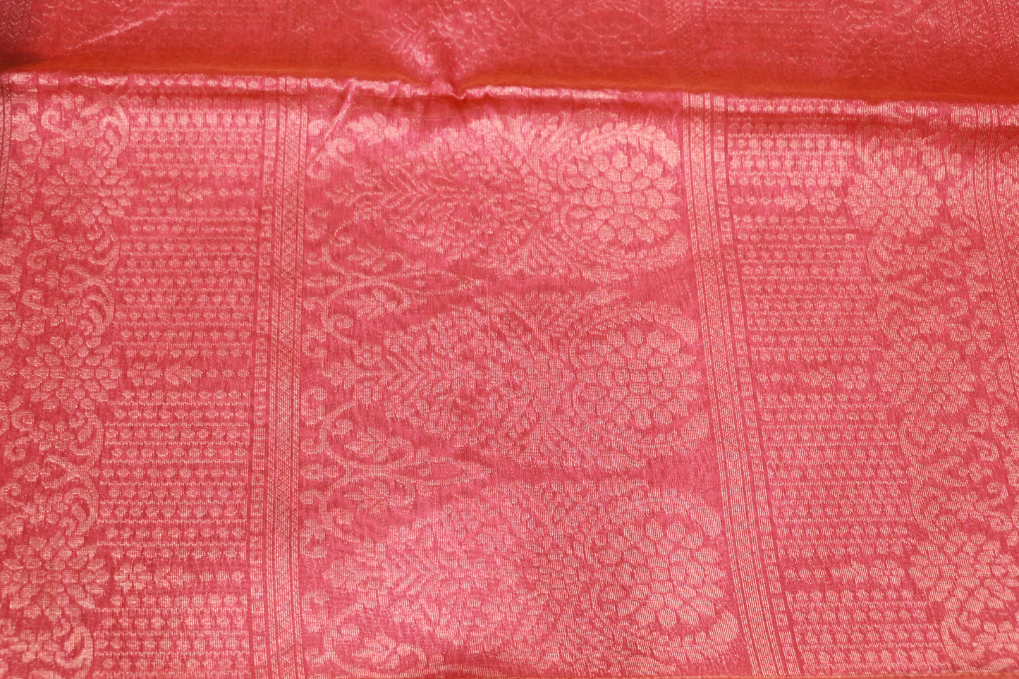 Silk  Cotton Saree  Peach With Green - Vaishali Silks