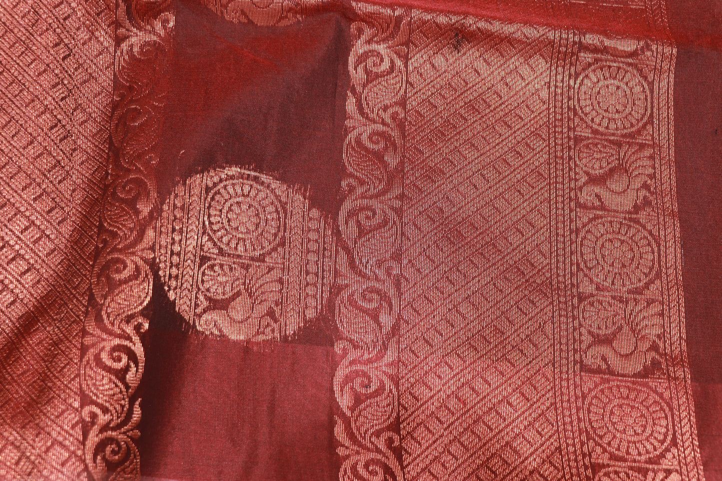 Silk Cotton Saree  Green  With  Brown Colour - Vaishali Silks