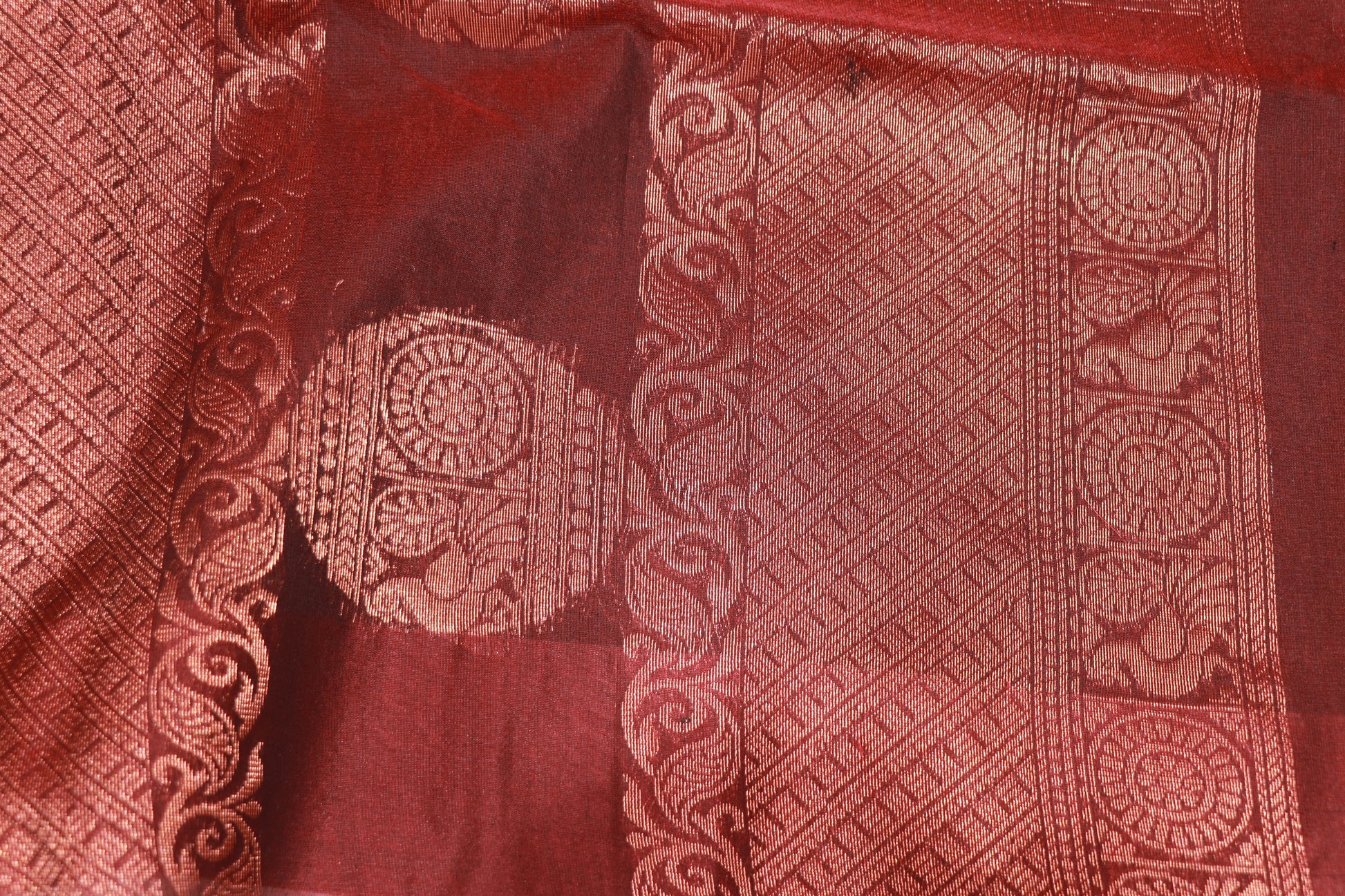Silk Cotton Saree  Green  With  Brown Colour - Vaishali Silks